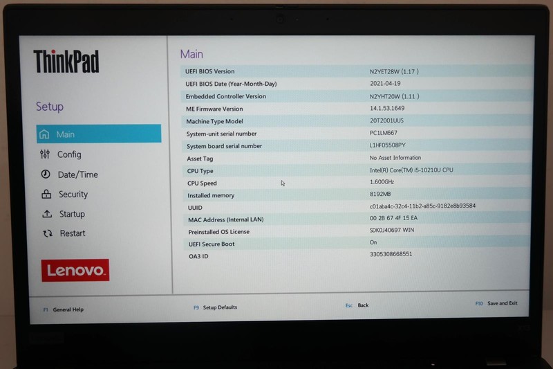 Lenovo ThinkPad X13 Gen 1 i5-10210U 1.60GHz 8GB RAM 256GB SSD 13.3in FHD NO OS ! gallery