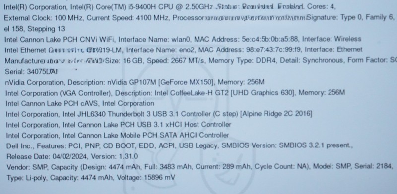 Dell Latitude 5501 Intel Core i5-9400H @2.50GHz 16GB RAM No SSD gallery