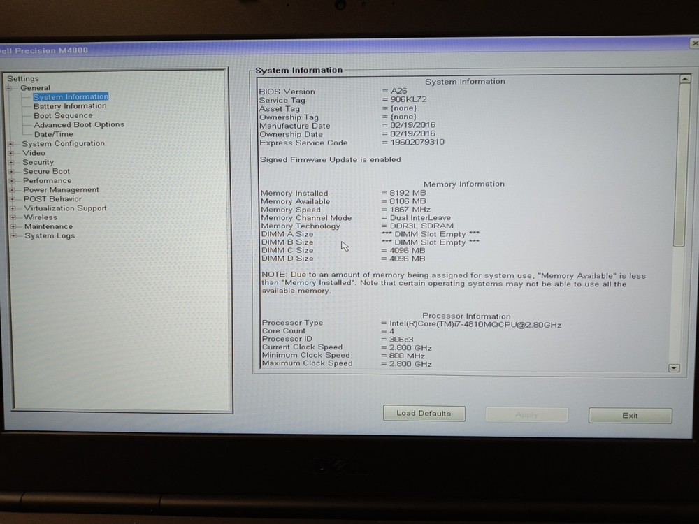 DELL PRECISION M4800 Laptop Intel Core I7-4810MQ 2.8GHz 8GB 0GB HDD NO AC-ADAPTE