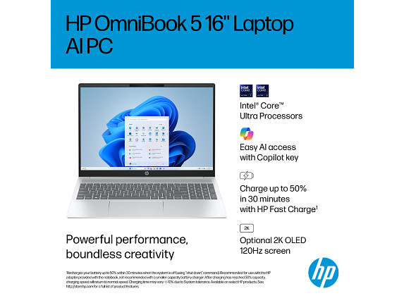 HP OmniBook 5 Laptop Computer 16" 2K Touch Screen Intel Core Ultra 7 16 GB gallery