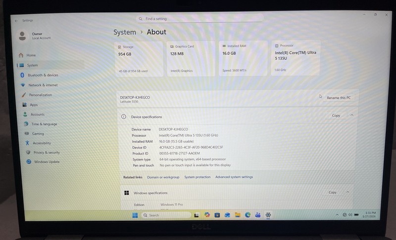 Dell Latitude 5550 Intel Core Ultra 5 135U@1.6GHz, 16GB RAM, 1 TB M2, W11P *READ gallery
