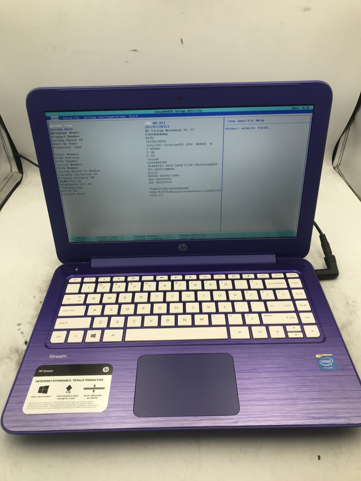 HP STREAM 13 C120NR - BOOTS TO BIOS - INTEL CELERON N3050 - 2GB RAM - READ - BB! gallery