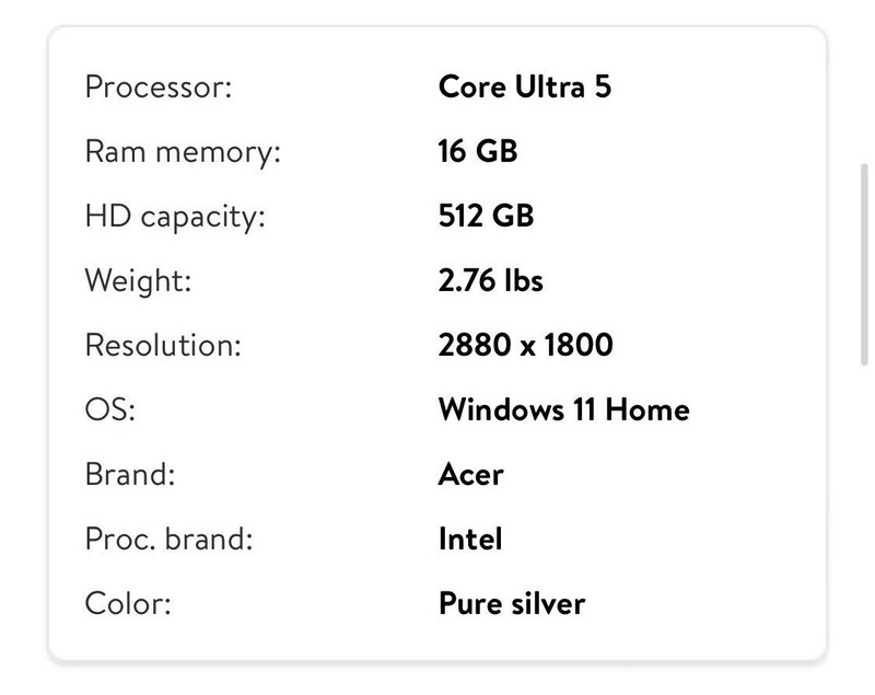 Acer Swift Go 14 Intel Evo Thin & Light Laptop SFG14-72-53BP 16GB RAM 512GB SSD gallery