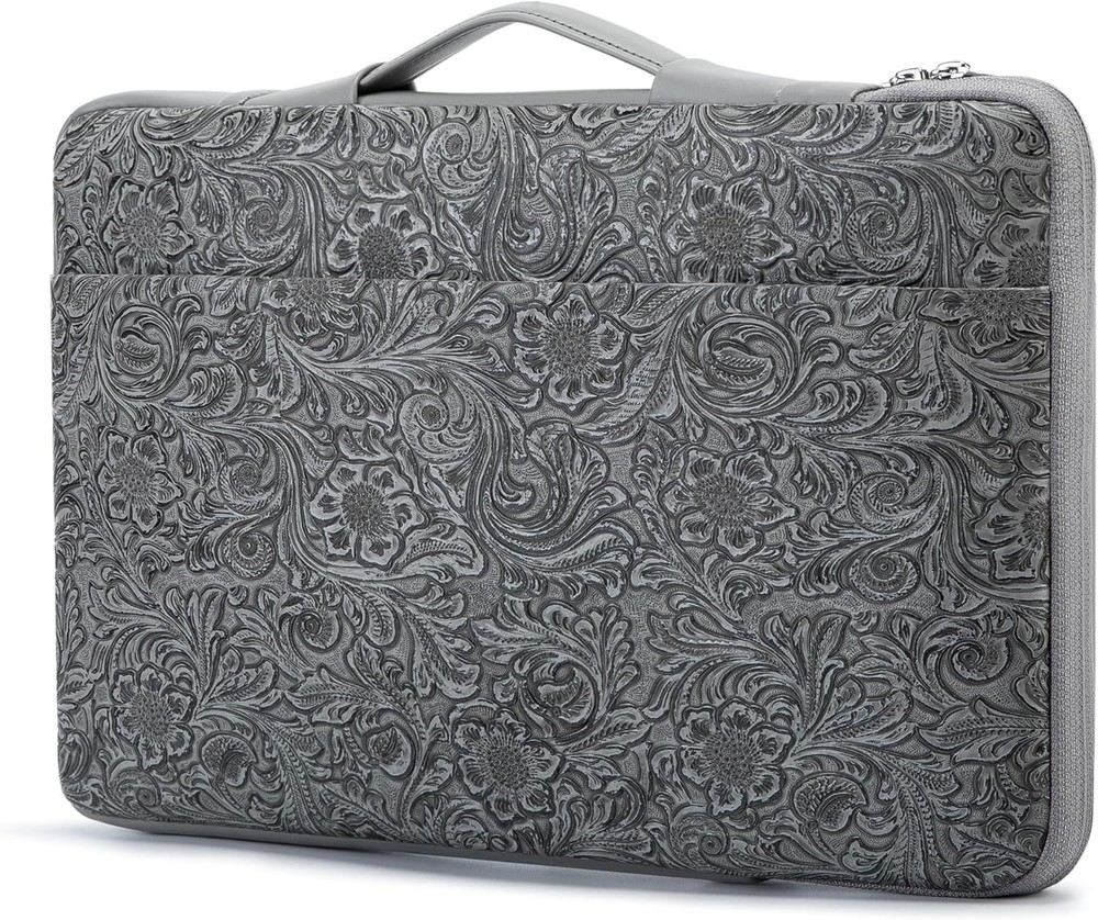 Embossed PU Leather 360° Heavy Duty Protective Laptop Sleeve for 16 inch-16.2 in