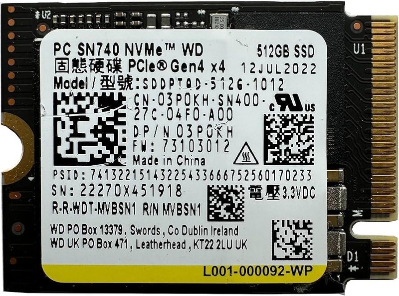 WD_PC Black SN740 M.2 2230 PCIe Gen 4.0 NVMe SSD for Handheld Gaming 512GB gallery
