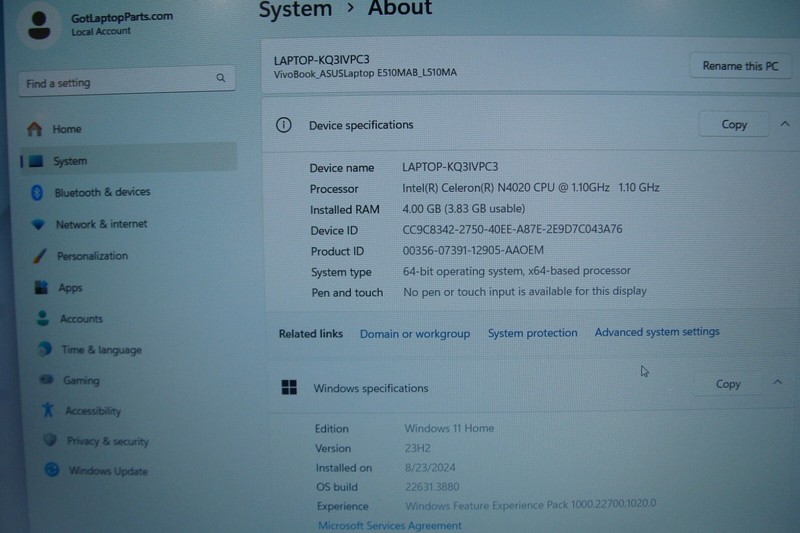 ASUS VivoBook E510MA 15.6"FHD Celeron N4020 1.1GHz 4GB 64GB 95ttery +Charger gallery