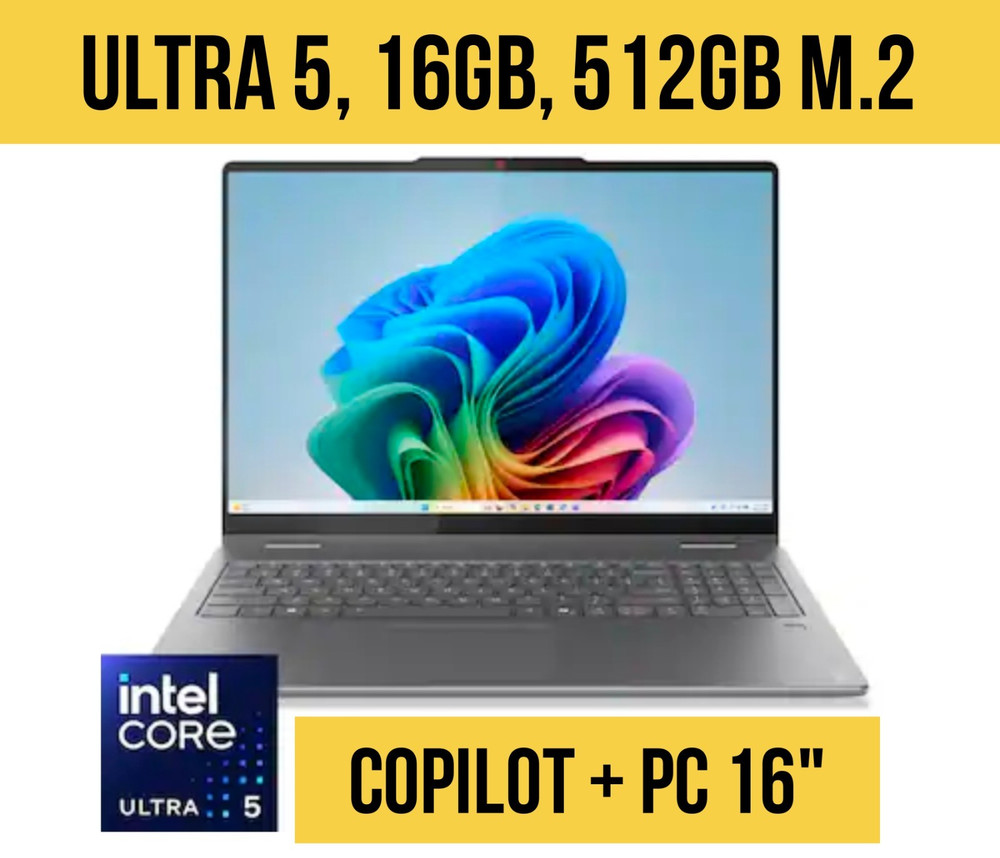Lenovo Yoga 7 2-in-1 Laptop Intel Core Ultra 5 ,16GB, 512GB M.2, 16"- Luna Grey