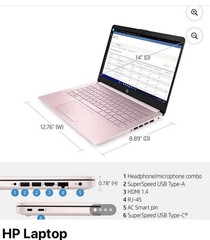 HP 14″ Laptop PC Windows 11 S Mode Intel N150 4GB RAM 128GB SSD Pink