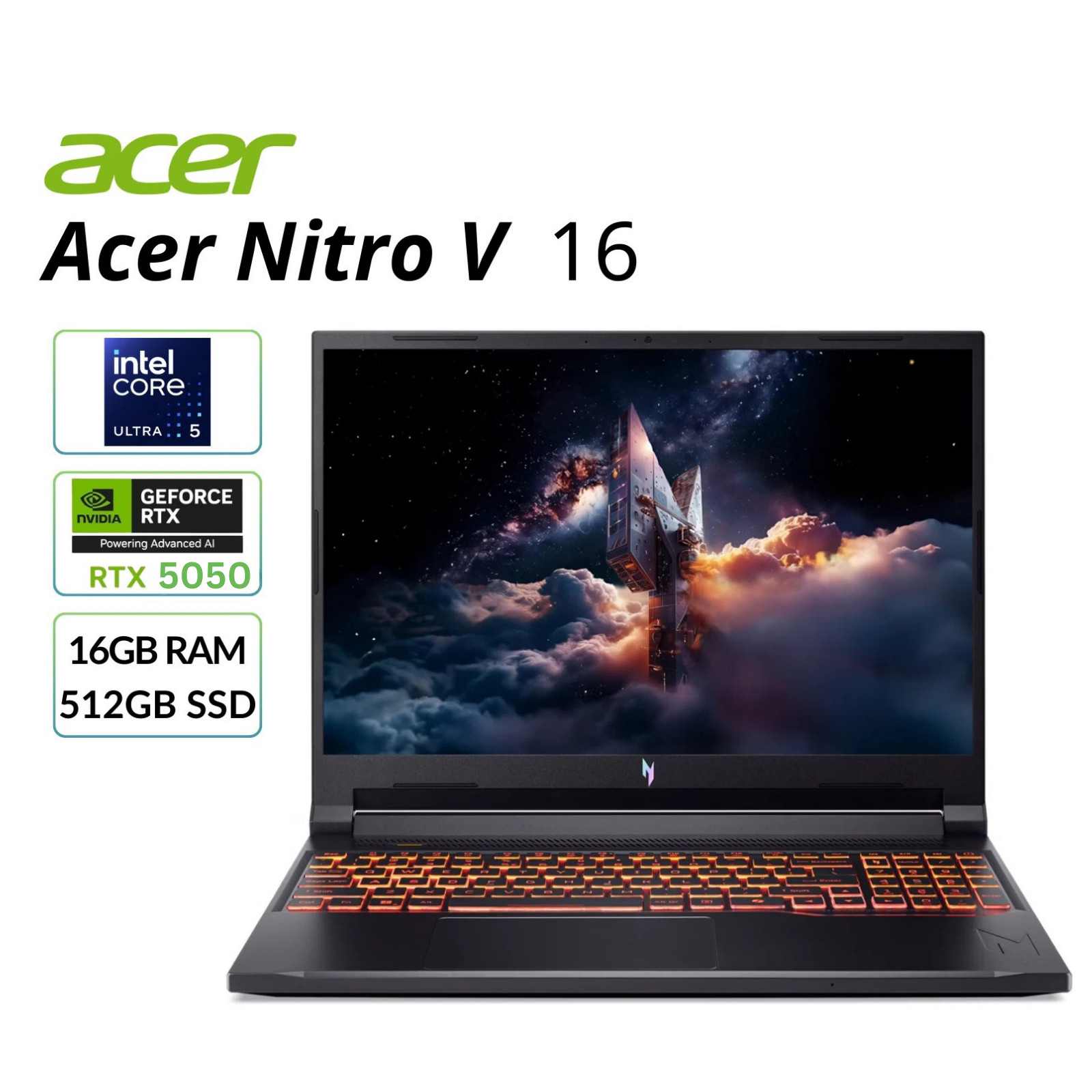Acer Nitro V 16" WUXGA Gaming Laptop NVIDIA RTX5050 16GB 512GB SSD ANV16-72-541D gallery