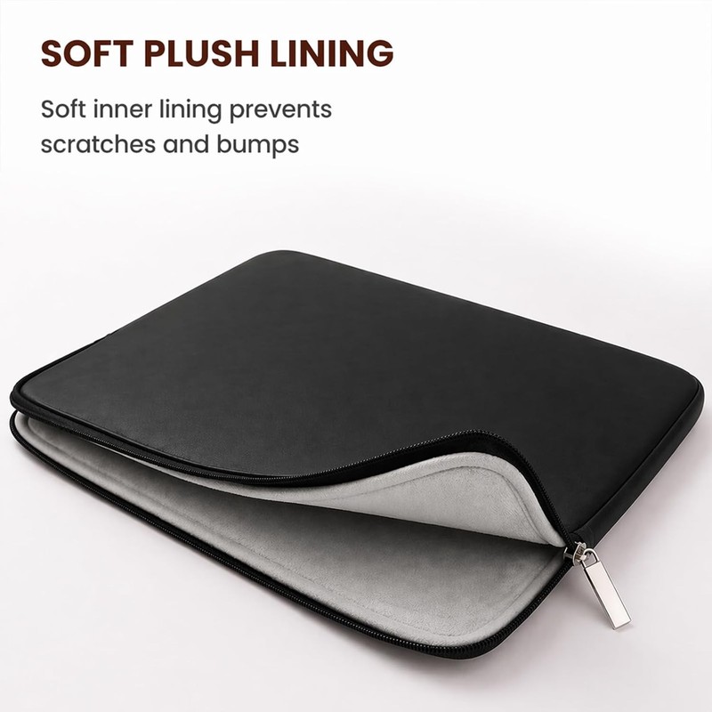 16 Inch Laptop Sleeve Soft PU Leather Case Protective Water Resistant Zipper Pad gallery
