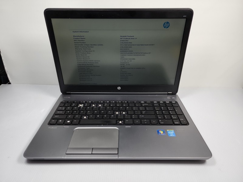HP PROBOOK 650 G1 15.6'' ~ i5-4200M 2.5Ghz ~ 8GB ~ NO HDD READ #F3 gallery