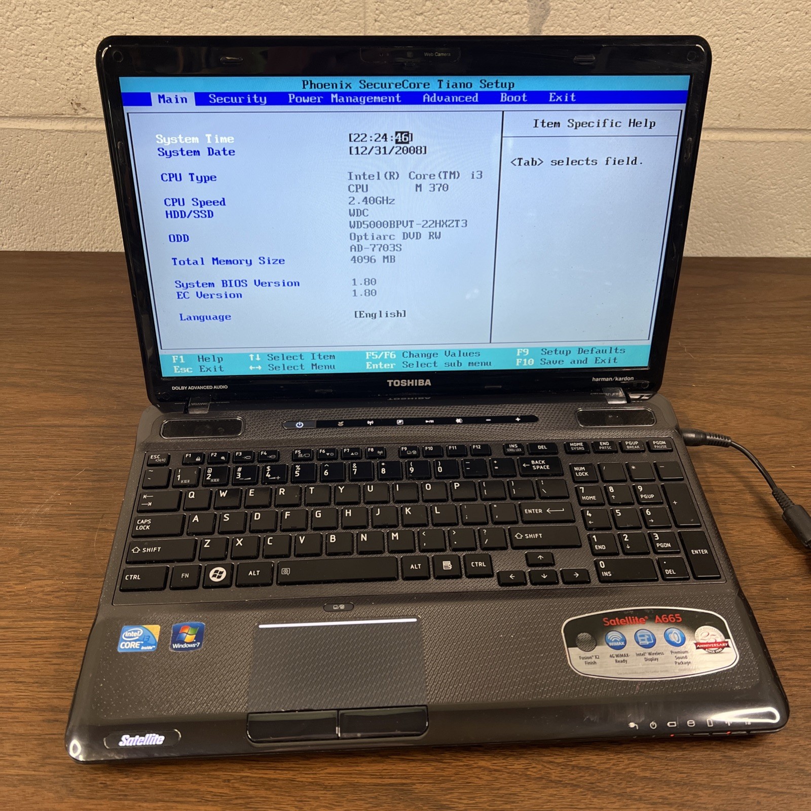 Toshiba Satellite A665 15" Laptop Intel Core i3 M370 - BOOTS TO BIOS gallery
