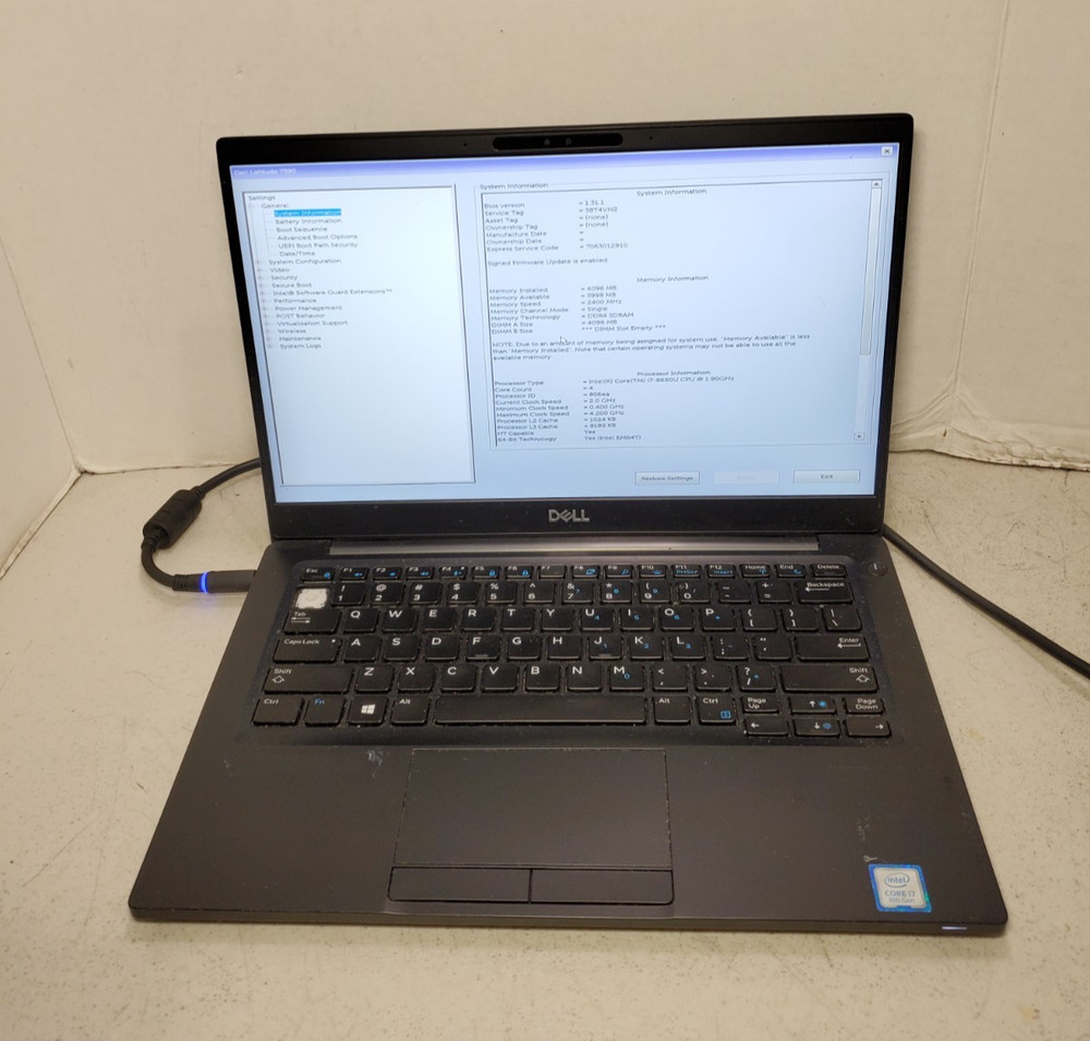Dell Latitude 7390 12.5'' i7-8650U 1.9GHz 4GB RAM No SSD/OS! READ! #69