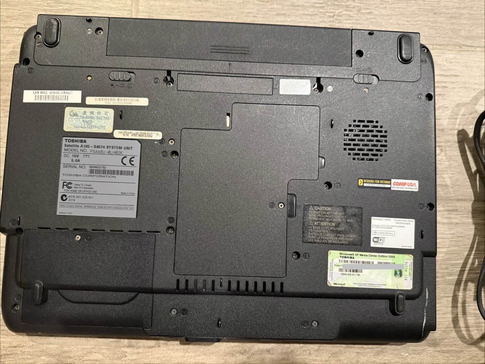 Toshiba Satellite A105-S4074 Retro Gaming Intel C2D 1.6GHz 500 MB RAM No HDD XP gallery