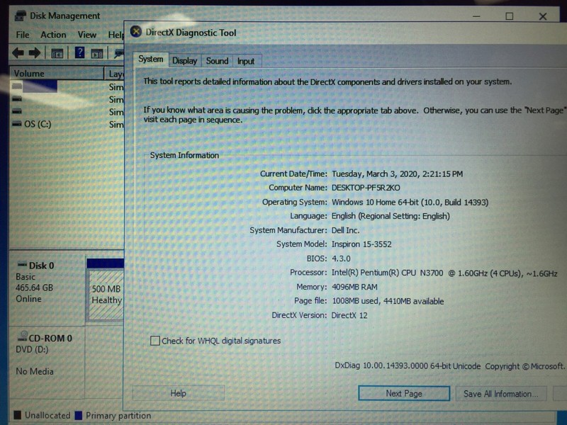 Dell inspiron 3552 15.6" HD Non-Touch Laptop/N3700/4GB RAM/512GB HDD/Win10 H gallery