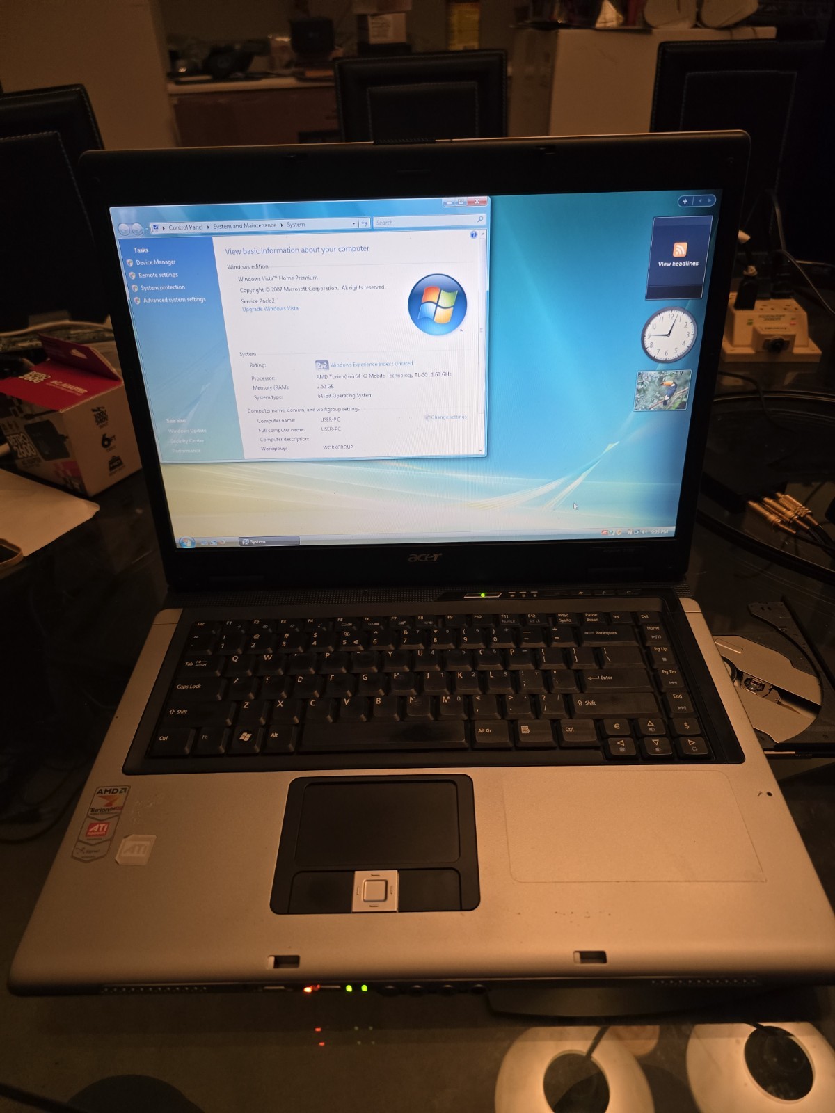 Acer Aspire 5100 Laptop AMD Turion 64 X2 TL-50 1.60 GHz 160GB HD WIN VISTA gallery