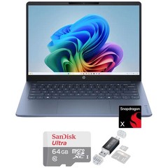 HP OmniBook 3 14″ Touchscreen Laptop 16GB, 512GB SSD (Blue) + 64GB Card + Reader