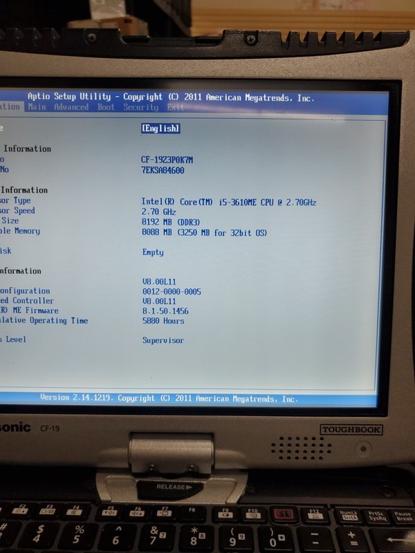 Panasonic Toughbook CF-19, i5-3610ME @ 2.7GHz, 8GB RAM, NO HD/caddy 5880 Hours gallery