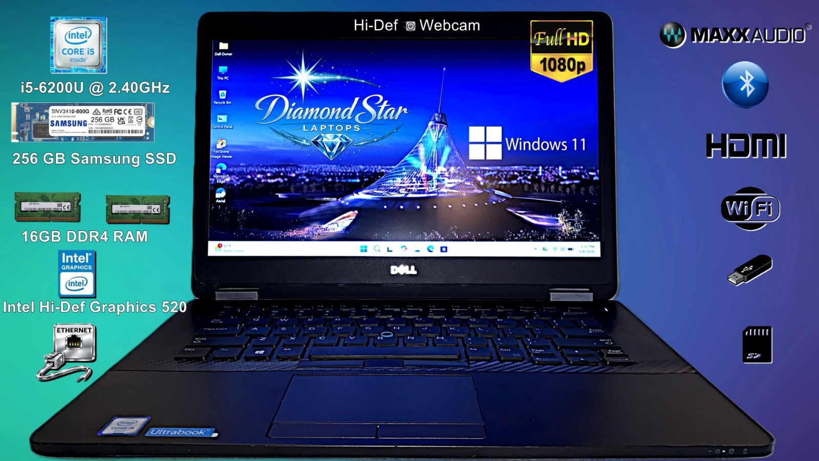 DELL LATITUDE E7470 14" i5 @2.40GHz 16GB RAM 256GB SSD Win 11 Pro FAST gallery