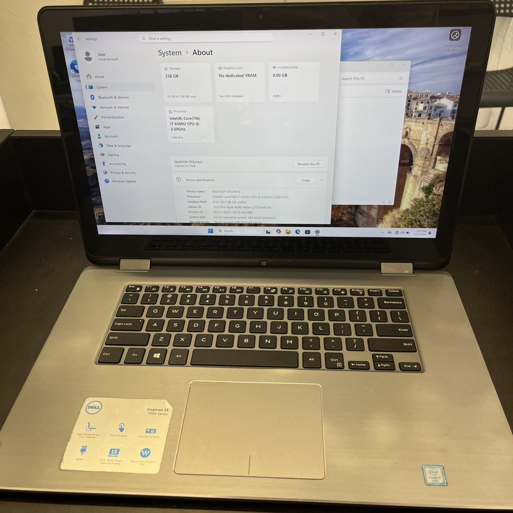 Inspiron 15-7568 2in1 i7-6500U 8GB 128GB SSD 15.6" 3.5K