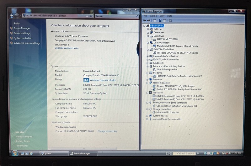 Compaq Presario C700 Windows Vista Laptop w/chrg, batt. gallery
