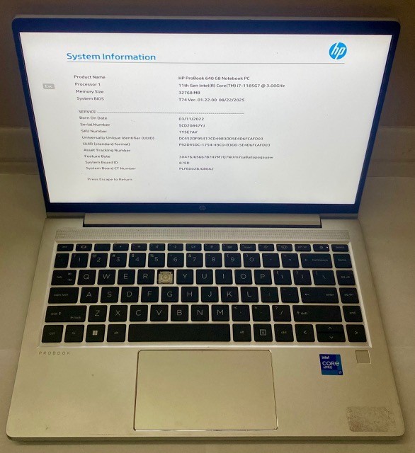 HP ProBook 640 G8 Notebook 32GB CORE i7 vPRO i7-1185G7 3.00GHz 256GB SSD gallery