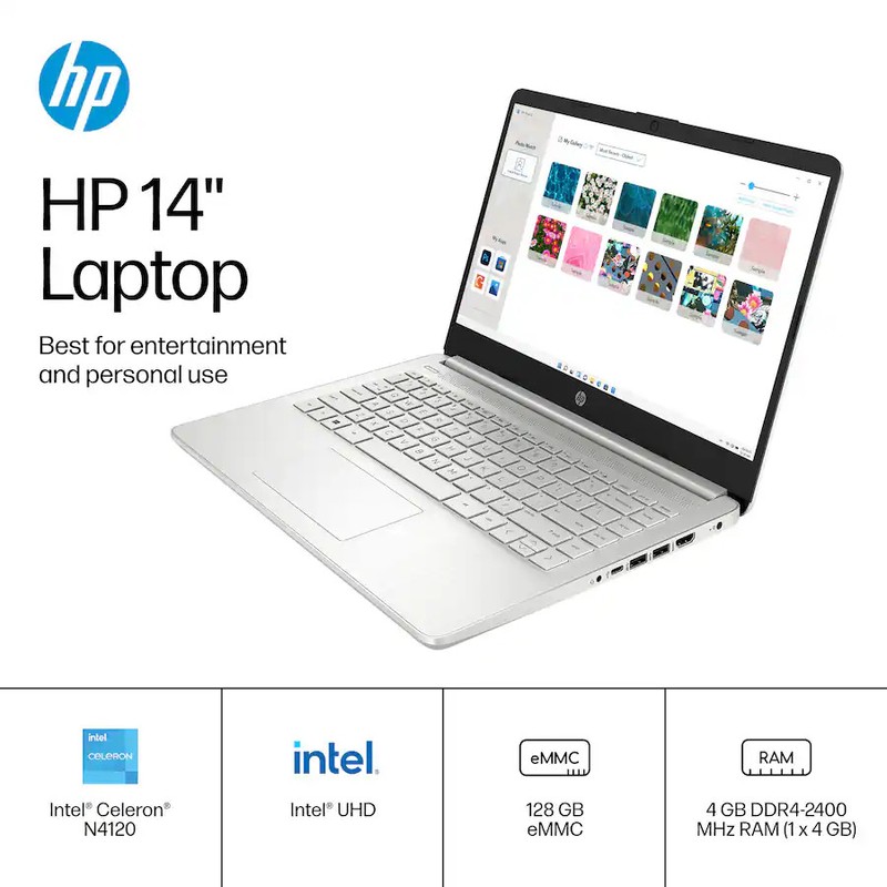 HP 14" HD DISPLAY LAPTOP DQ0760DX, NATURAL SILVER *DISTRESSED PKG gallery