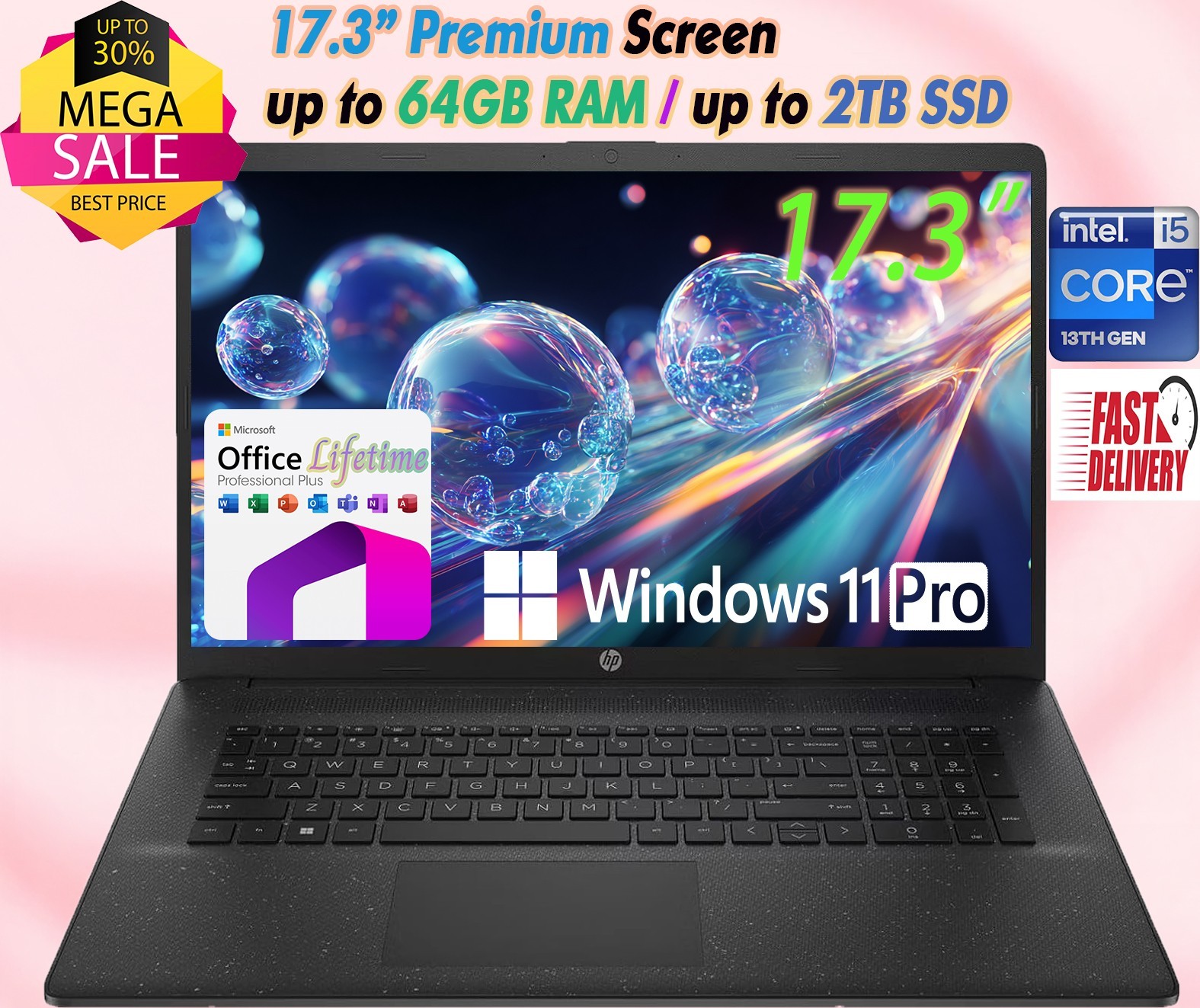 🔥 NEW🔥 HP Laptop 17.3 Intel i5 Upto 64GB RAM & 2TB SSD W11Pro OFFICE Lifetime gallery