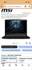MSI GF63 Thin 11SC-693 15.6in FHD i5-11400H GTX 1650 8GB 256GB SSD
