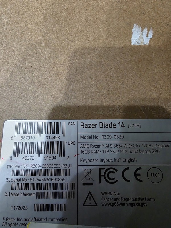 Razer Blade 14 120Hz QHD 2025 2.0 GHz Ryzen AI 9 365 16GB 1TB RTX 5060 Excellent gallery
