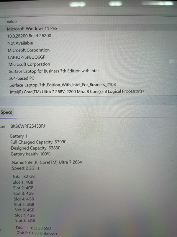 Microsoft Surface Laptop 7th Edition Ultra 7 268V 2.20GHz 32GB RAM 1TB SSD gallery