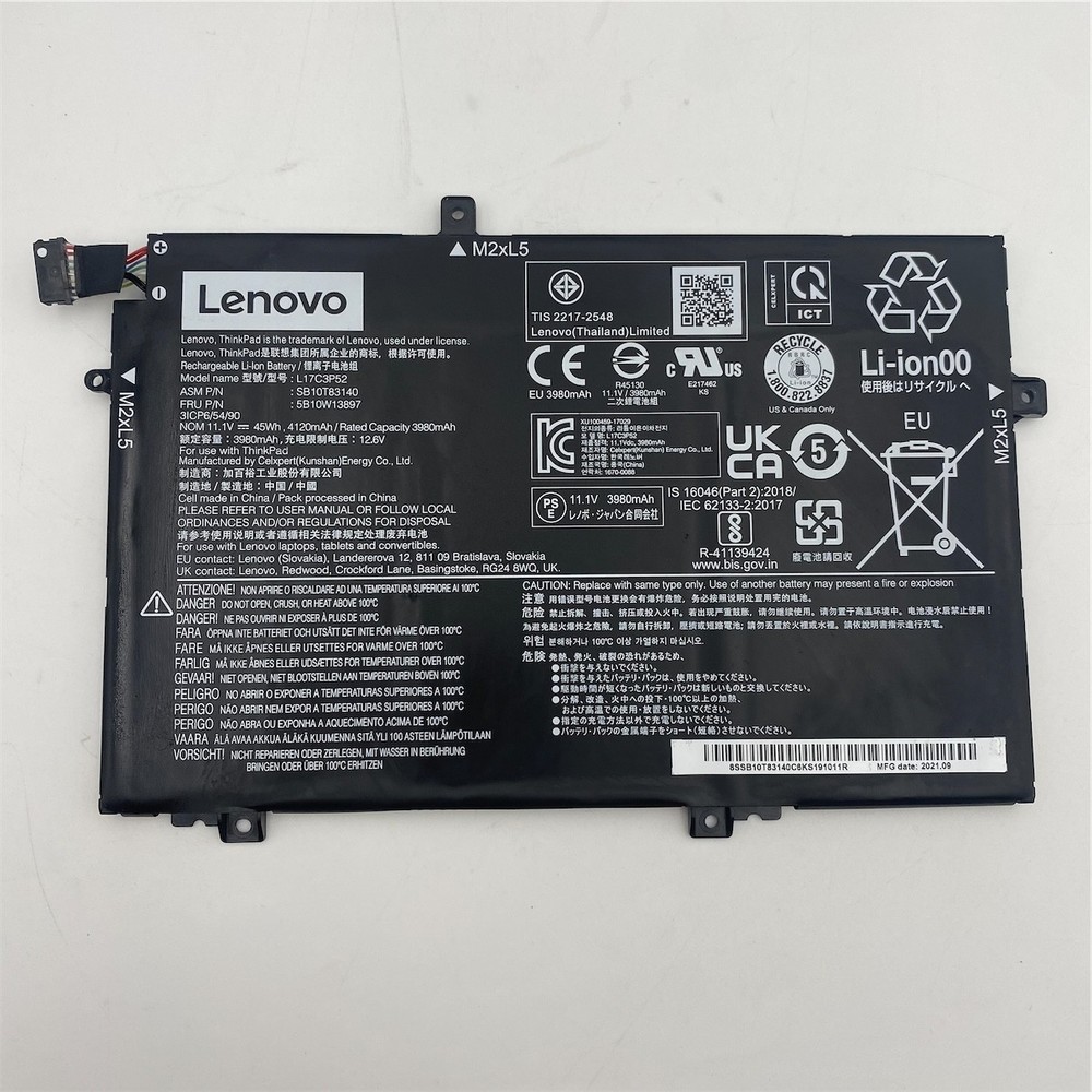 Lenovo Internal, 3c, 45Wh, Li-Ion Battery Date Code: 2021.09 01AV463 5B10W13897