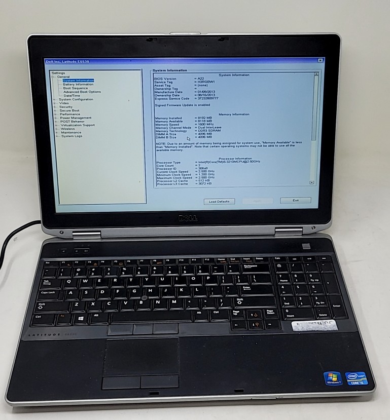 DELL LATITUDE E6530 Laptop Intel I5-3210M 8GB 320GB SEE NOTES