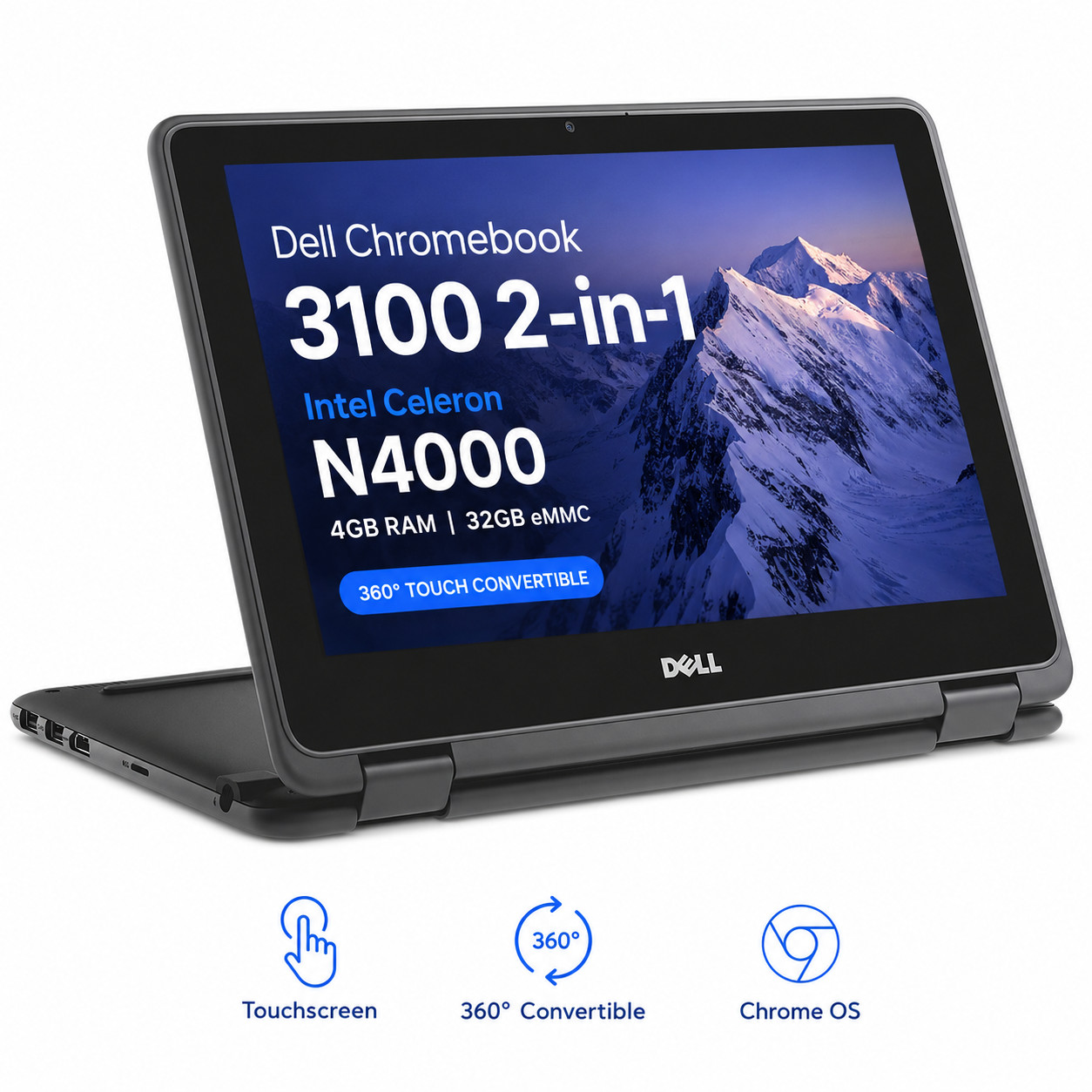 Dell Chromebook 3100 2-in-1 11.6" Touchscreen Laptop N4000 4GB 32GB Chrome OS gallery