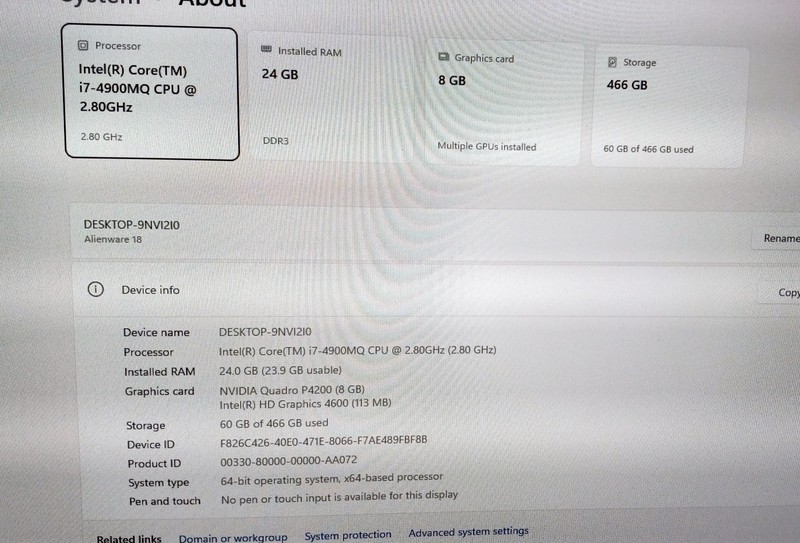 Dell Alienware 18 laptop I7-4810mq 2.8-3.8Ghz 24GB 512GB NVME NVIDIA RTX 3000 gallery