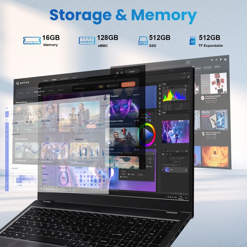 2026 Jumper 17.6" FHD Laptop Intel N95 640GB SSD 3.4GHz Win11 WiFi6 Office 365 gallery