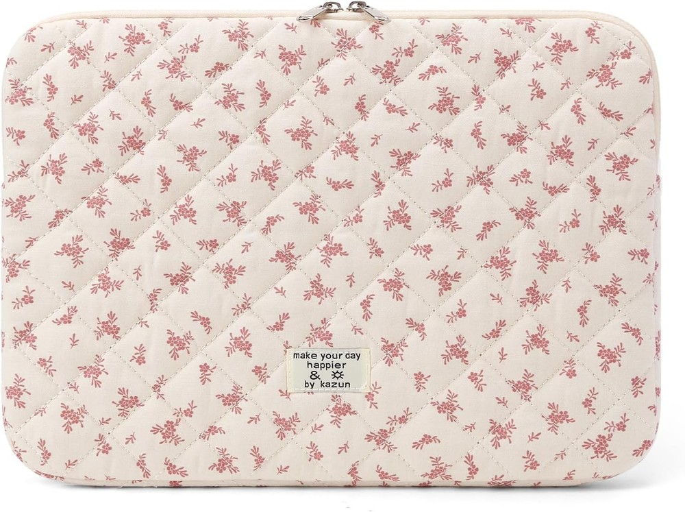 Puffy Laptop Sleeve 13 Inch Cute Quilted Laptop Protective Case Padded Floral