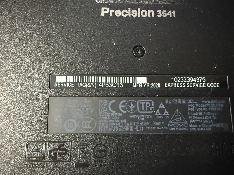 Dell Precision 3541 15" Core i5-9300H 2.4GHz 8GB UHD P630 NO SSD OS Power gallery