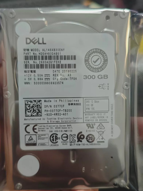 New Dell 300GB 15K 12GB 2.5 SAS 0377CF 377CF AL14SXB30ENY R640 R740 Hard Drive