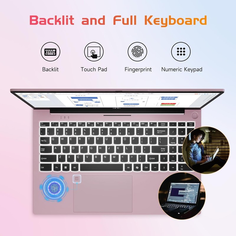 15.6" IPS FHD-Laptop 16GB RAM 1TB SSD Intel 12 Gen 4 Core N100 Backlit Keyboard gallery