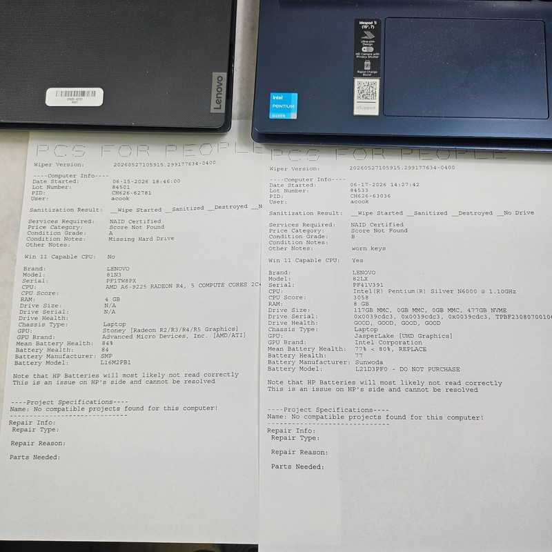 Lot of 7 Lenovo IdeaPad Laptops Mixed Model and Specs *See Description* gallery