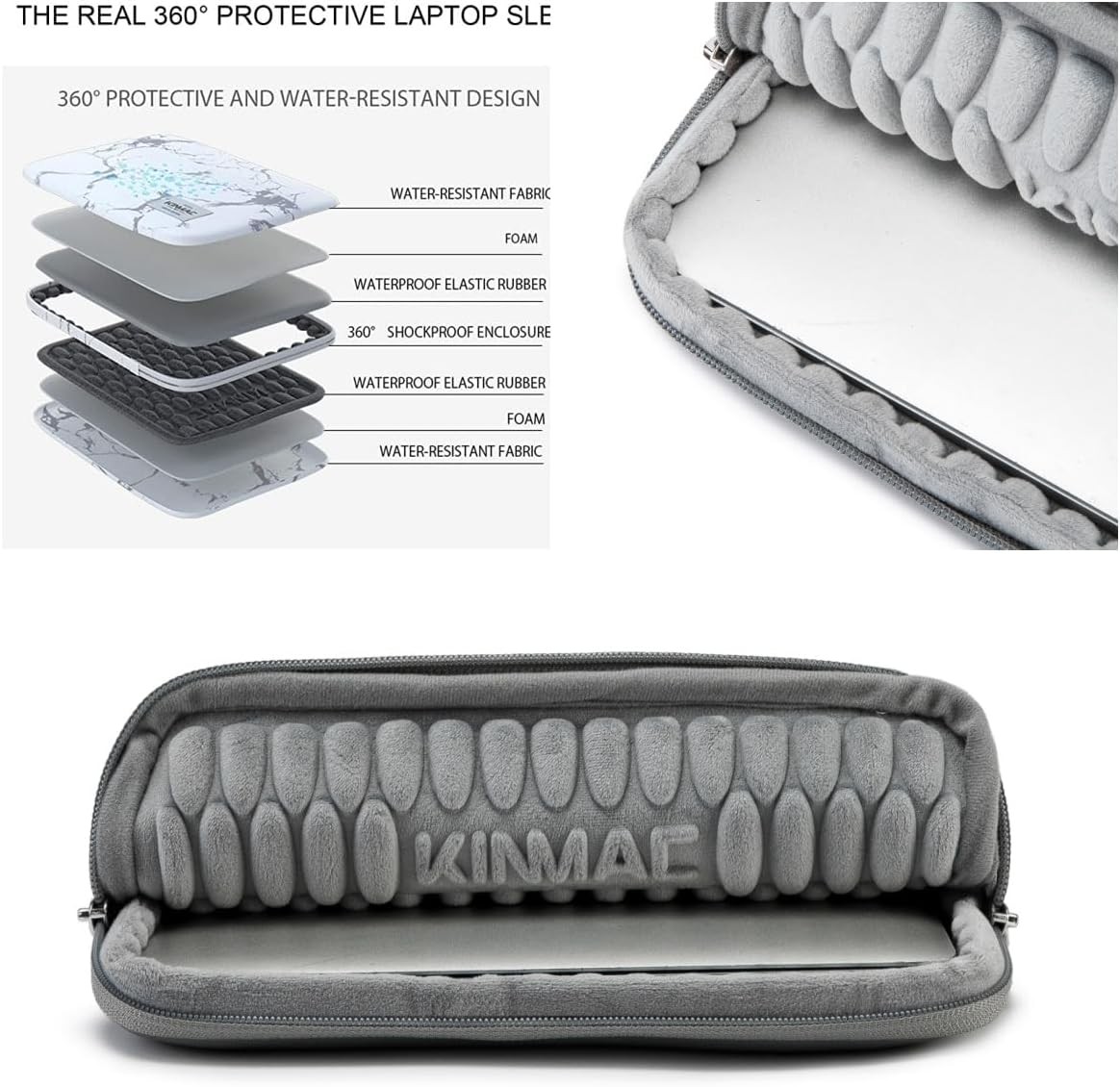 Embossed PU Leather 360° Heavy Duty Protective Laptop Sleeve for 16 inch-16.2 in gallery