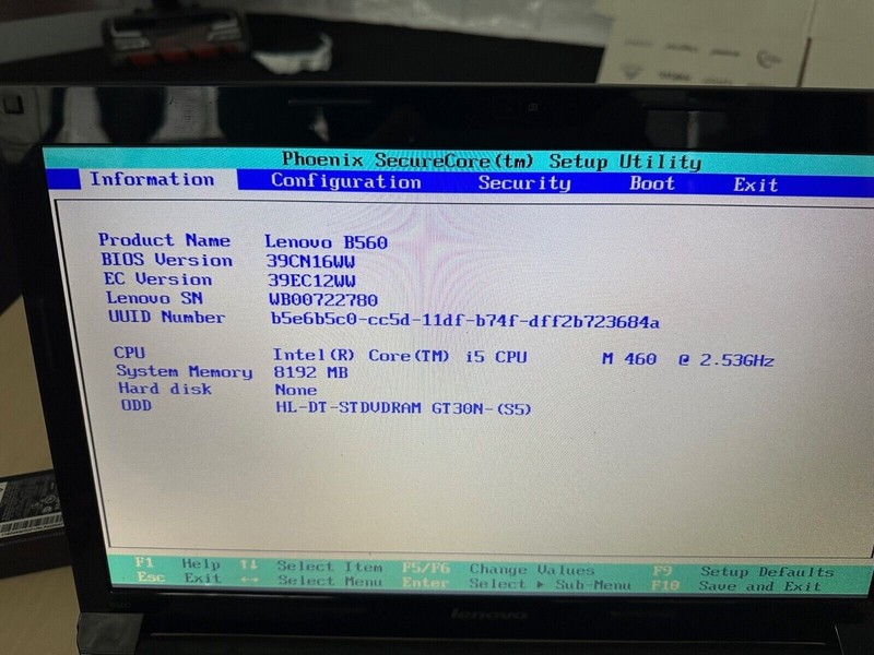 Notebook Lenovo B560 intel i5 M460 2.53 GHz without HDD 8 GB RAM WebCam used gallery