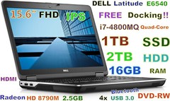 DELL Latitude E6540 i7-Quad (1TB SSD + 2TB HDD) DVDRW 16GB 15.6″ FHD HDMI + Dock