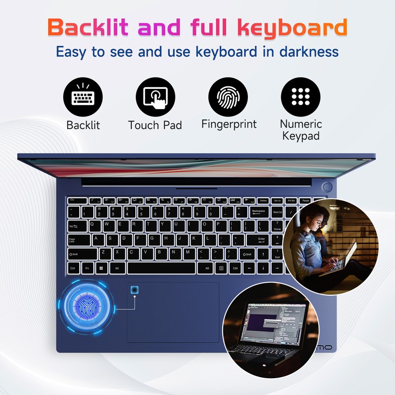 NIMO 17.3" IPS FHD Laptop Intel 6 Core i3-1215U 8GB RAM 256GB SSD Up to 4.4GHz gallery