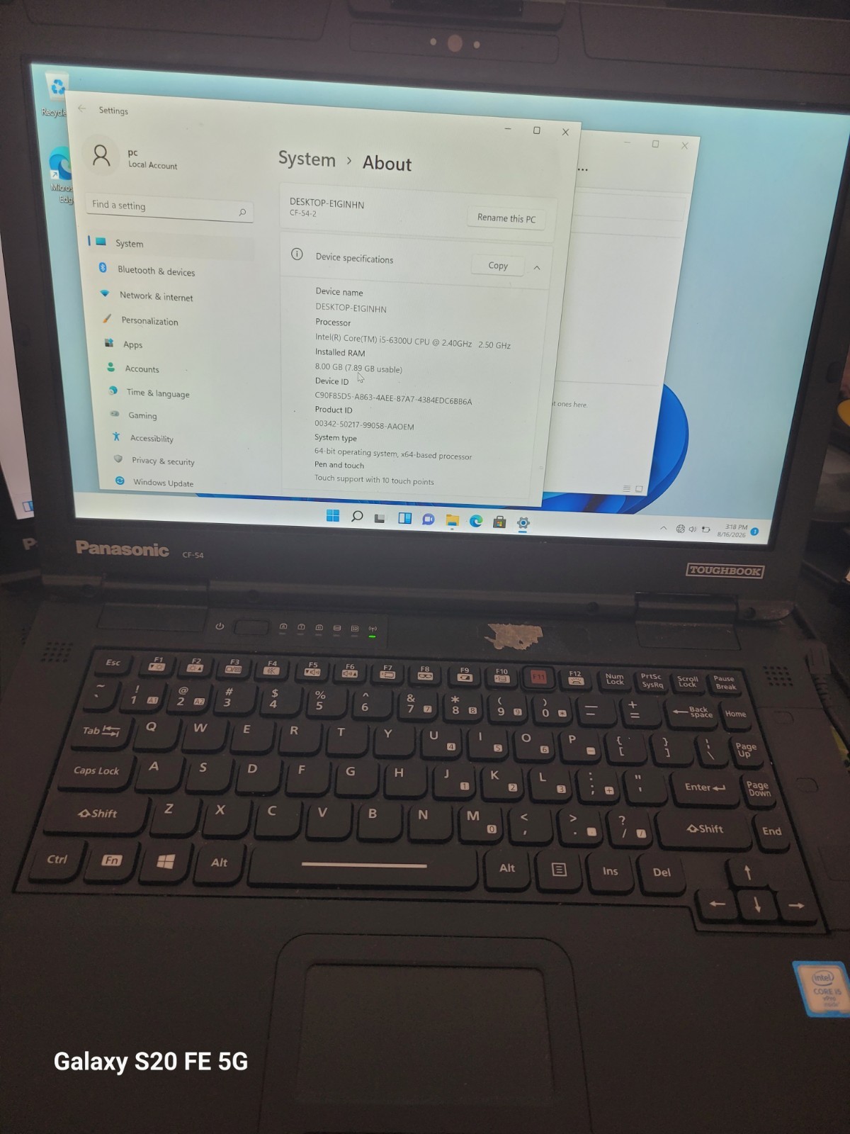 Panasonic Toughbook CF-54 Intel i5-6300 u/8GB | 512GB GB TOUCH gallery