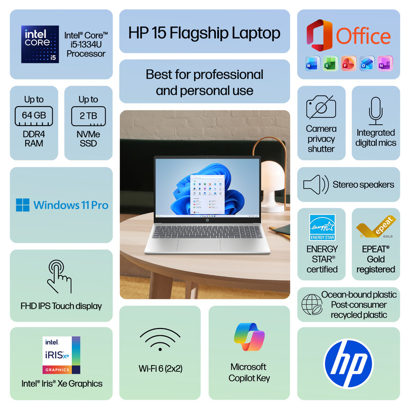 2026 HP Laptop Computer 15.6" Touch 10-Core Intel i5 Up 64GB RAM 2TB SSD Win Pro gallery