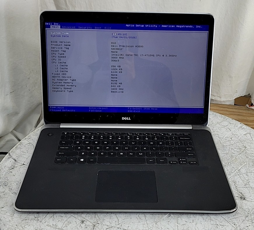 DELL PRECISION M3800 P31F Laptop Core I7-4712HQ 8GB SEE NOTES gallery