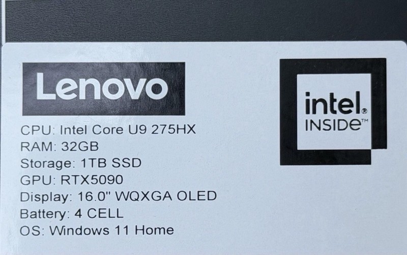 Lenovo Legion Pro 7i 16" OLED 240Hz RTX 5090 Intel Ultra Core 9 32GB RAM 1TB SSD gallery