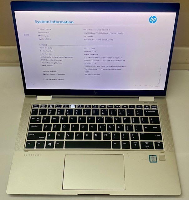 HP EliteBook x360 1030 G4 16GB i7 vPro 8th Gen 1.90GHz 16GB